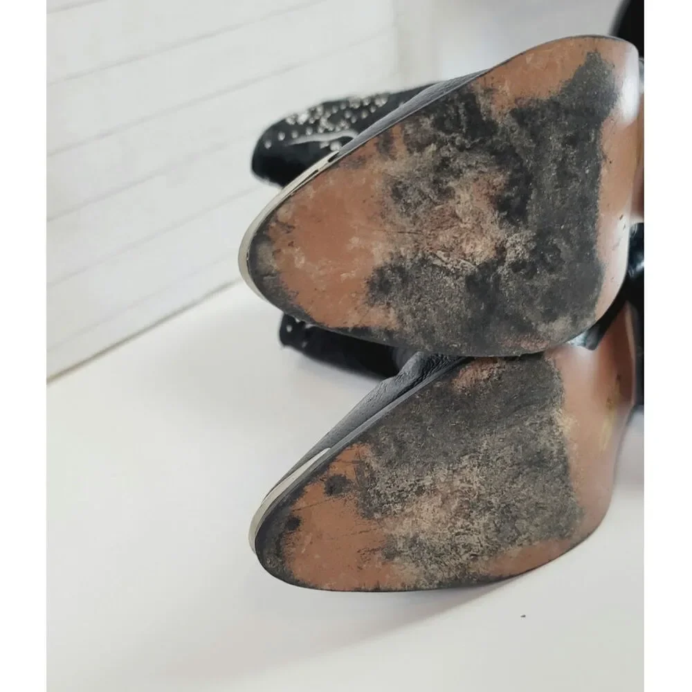Dingo Ava Studded Western Heeled Boots in Black Suede, sz 10
